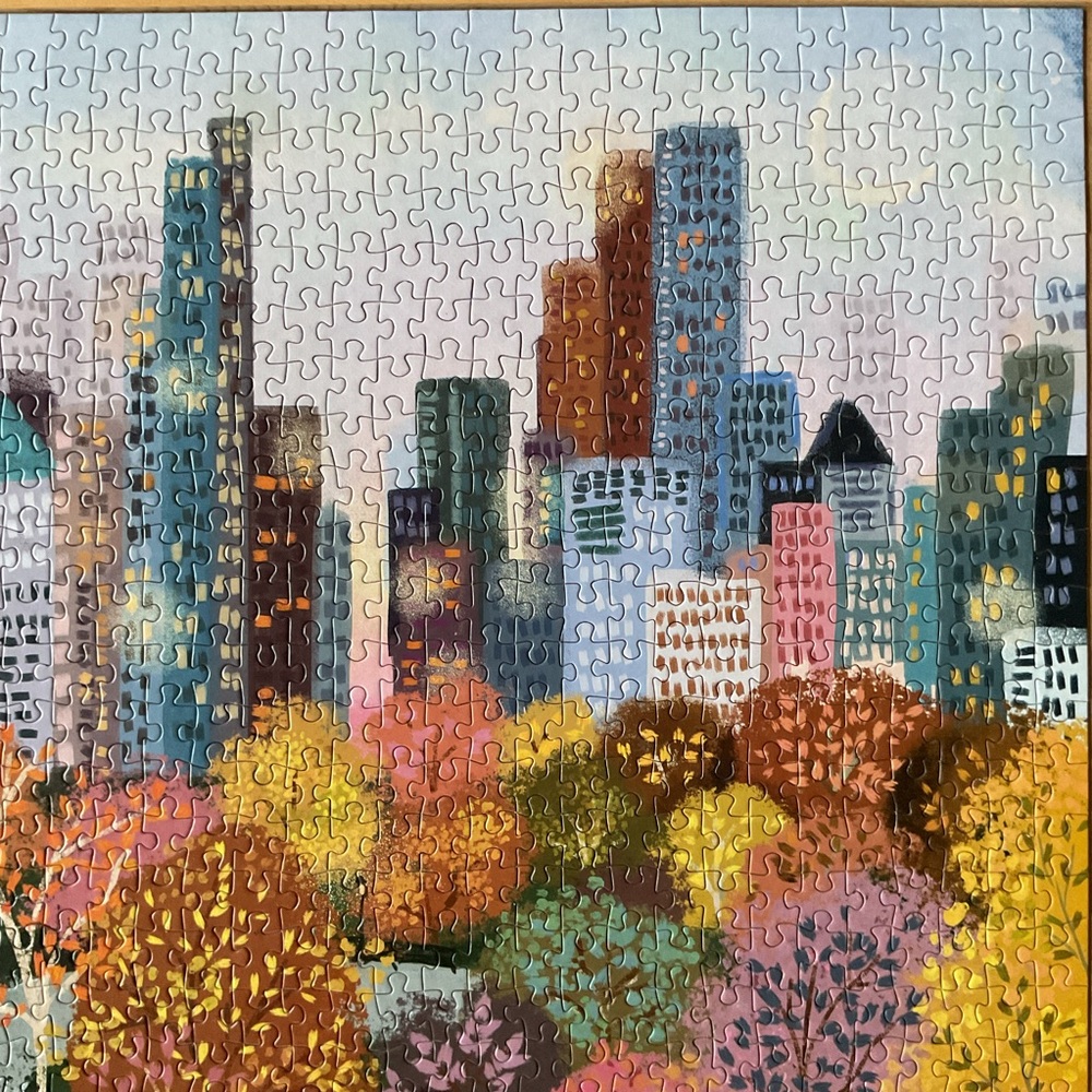 Galison Parkside View 1000 Piece Puzzle Complete 20x27 Pink Purple Cityscape - Picture 4 of 15